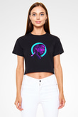 Ludacris Baskılı Siyah Crop Top Kadın Tişört - Tshirt