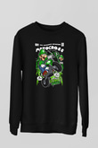 Luigi Motocross Baskılı Unisex Siyah Sweatshirt