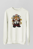 Luke Skypunk Baskılı Beyaz Unisex Sweatshirt