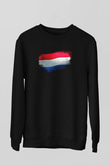 Lüksemburg - Luxembourg Bayrağı Baskılı Unisex Siyah Sweatshirt