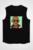 Mahatma Gandi Baskılı Unisex Siyah Kolsuz Tişört