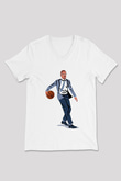 Malcolm X James Baskılı Beyaz Unisex V Yaka Tişört - Tshirt
