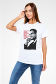 Malcolm X James Baskılı Unisex Beyaz Tişört - Tshirt