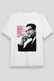 Malcolm X James Baskılı Unisex Beyaz Tişört - Tshirt
