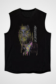 Malcolm X James Baskılı Unisex Siyah Kolsuz Tişört - Tshirt