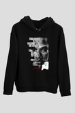 Malcolm X James Baskılı Unisex Siyah Kapüşonlu Sweatshirt