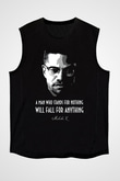 Malcolm X James Baskılı Unisex Siyah Kolsuz Tişört - Tshirt