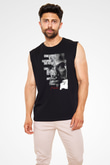 Malcolm X James Baskılı Unisex Siyah Kolsuz Tişört - Tshirt