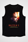 Malcolm X James Baskılı Unisex Siyah Kolsuz Tişört - Tshirt