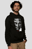 Malcolm X James Baskılı Unisex Siyah Kapüşonlu Sweatshirt