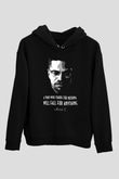 Malcolm X James Baskılı Unisex Siyah Kapüşonlu Sweatshirt