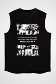 Malcolm X James Baskılı Unisex Siyah Kolsuz Tişört - Tshirt