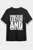 Malcolm X James Baskılı Unisex Siyah Tişört - Tshirt