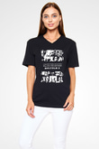 Malcolm X James Baskılı Unisex Siyah V Yaka Tişört - Tshirt