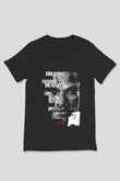 Malcolm X James Baskılı Unisex Siyah V Yaka Tişört - Tshirt
