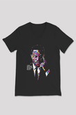 Malcolm X James Baskılı Unisex Siyah V Yaka Tişört - Tshirt