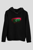 Maldivler - Maldives Bayrağı Baskılı Unisex Siyah Kapüşonlu Sweatshirt