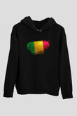 Mali Bayrağı Baskılı Unisex Siyah Kapüşonlu Sweatshirt
