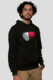 Malta Bayrağı Baskılı Unisex Siyah Kapüşonlu Sweatshirt