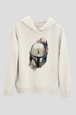 Mandalorian Baskılı Beyaz Unisex Hoodie