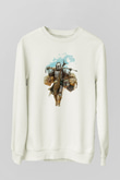 Mandalorian Baskılı Beyaz Unisex Sweatshirt