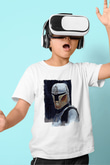 Mandolarian Baskılı Beyaz Unisex Beyaz Çocuk Tişört - Tshirt