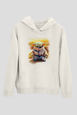 Mandolarian Baskılı Beyaz Unisex Hoodie