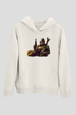 Mandolarian Baskılı Beyaz Unisex Hoodie