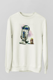 Mandolarian Baskılı Beyaz Unisex Sweatshirt