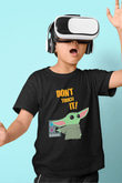 Mandolarian Baskılı Unisex Siyah Çocuk Tişört - Tshirt