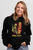 Mandolarian Baskılı Unisex Siyah Kapüşonlu Sweatshirt