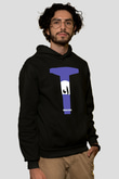 Mandolarian Baskılı Unisex Siyah Kapüşonlu Sweatshirt