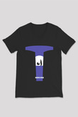 Mandolarian Baskılı Unisex Siyah V Yaka Tişört - Tshirt