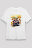 Mandolarian Unisex Baskılı Beyaz Tişört - Tshirt