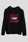 Maneskin Baskılı Unisex Siyah Kapüşonlu Sweatshirt