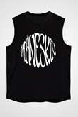 Maneskin Baskılı Unisex Siyah Kolsuz Tişört - Tshirt