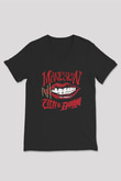 Maneskin Baskılı Unisex Siyah V Yaka Tişört - Tshirt