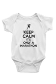 Maraton Baskılı Beyaz Bebek Body - Zıbın