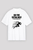 Maraton Baskılı Unisex Beyaz Oversize Tişört - Tshirt