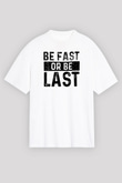 Maraton Baskılı Unisex Beyaz Oversize Tişört - Tshirt