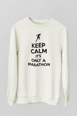 Maraton Baskılı Unisex Ekru Sweatshirt