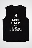 Maraton - Marathon Baskılı Unisex Siyah Kolsuz Tişört
