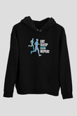 Maraton - Marathon Baskılı Unisex Siyah Hoodie
