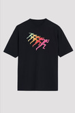 Maraton - Marathon Baskılı Unisex Siyah Oversize Tişört