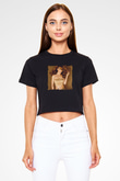 Mariah Carey Baskılı Crop Top Siyah Kadın Tişört