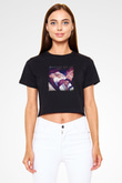 Mariah Carey Baskılı Crop Top Siyah Kadın Tişört