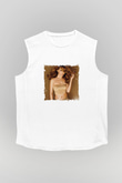 Mariah Carey Baskılı Unisex Beyaz Kolsuz Tişört