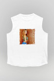 Mariah Carey Baskılı Unisex Beyaz Kolsuz Tişört
