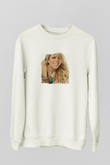 Mariah Carey Baskılı Unisex Beyaz Sweatshirt