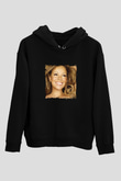 Mariah Carey Baskılı Unisex Siyah Hoodie